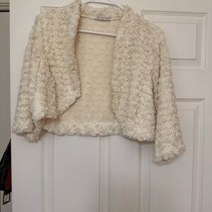 Amanda Lane Cream Cardigan Plush Texture